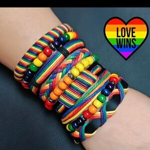 🆕️🏳️🌈 9 PIECE COLOURFUL RAINBOW BRACELET SET 🏳️🌈